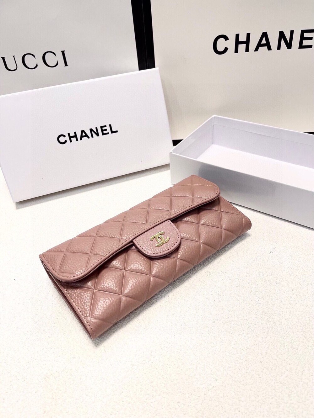 Chanel Classic Flap Long Wallet, Pink Caviar Leather - Picture 2 of 9